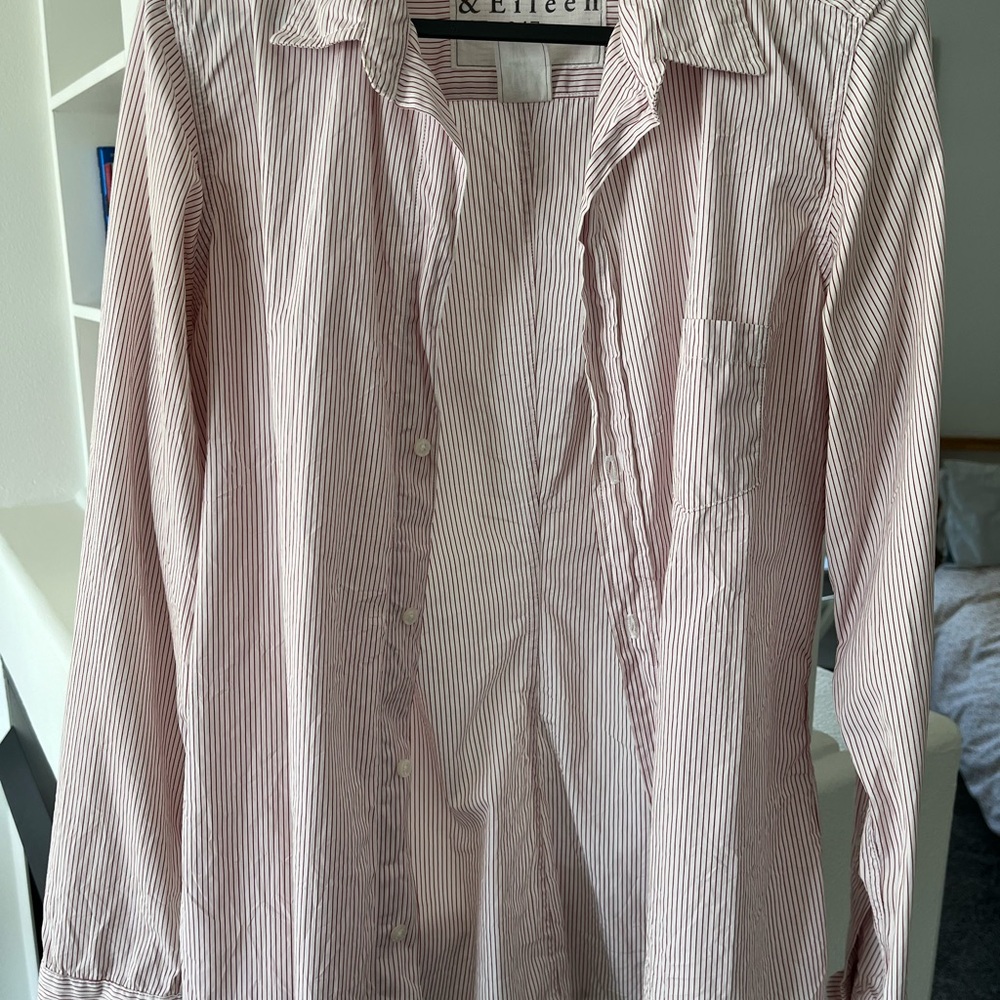 Frank & Eileen Red and White Striped Button-Down Shirt